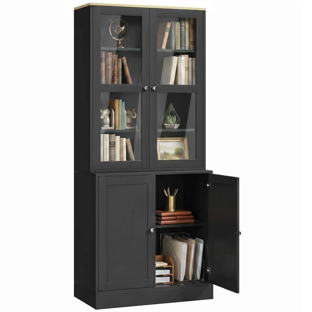 HOMCOM Modern Bookcase, Display Cabinet with Adjustable Shelves, Black 2