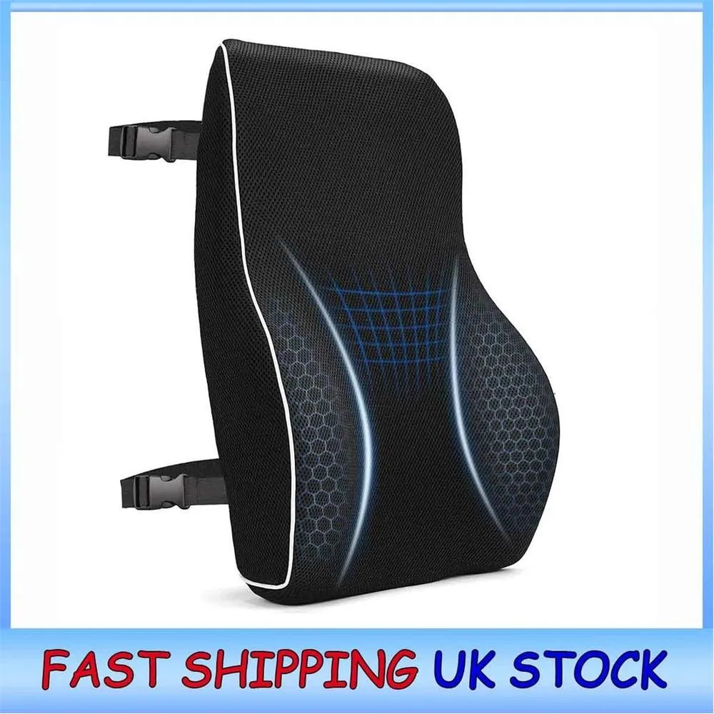 SPETLEK Memory Foam Lumbar Support Cushion Back Pad in Black