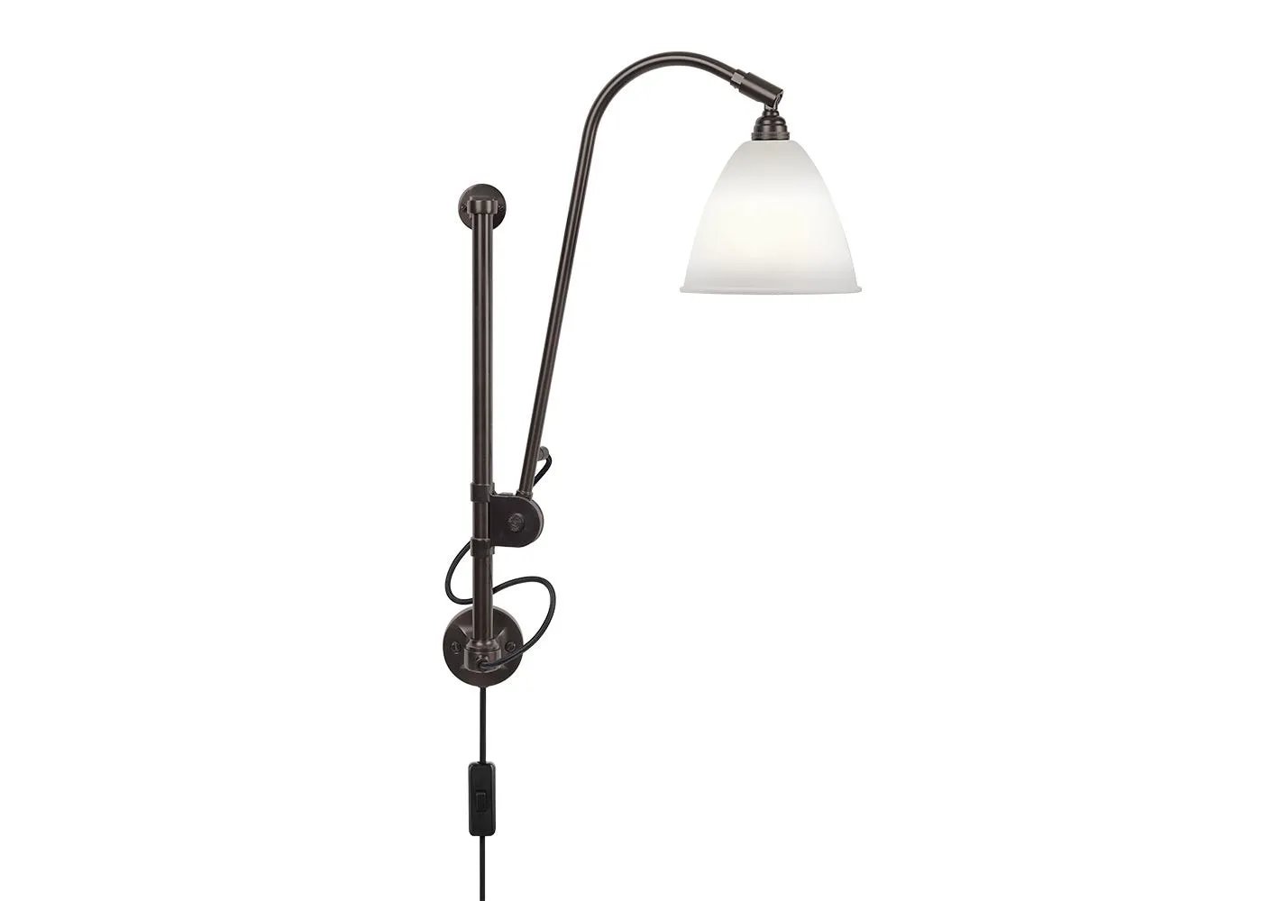 Gubi Bestlite BL5 Wall Lamp Black Brass Base Bone China Shade