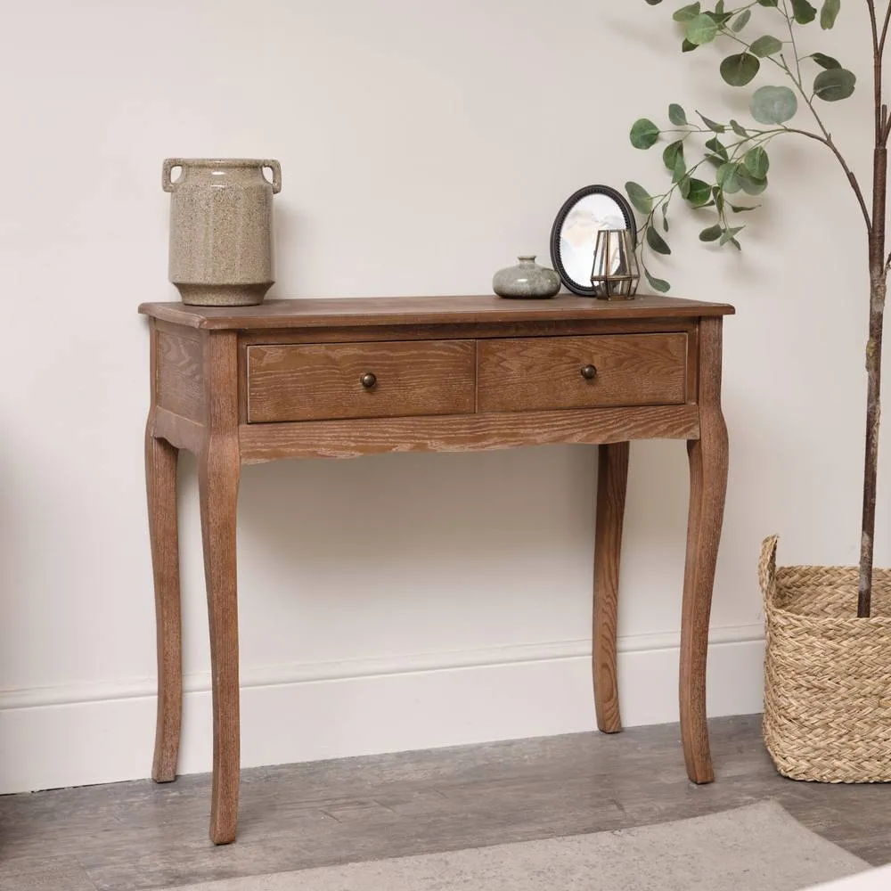 Melody Maison Dark Wood Dressing Table Desk With Triple Mirror, Stool & Pair Of Bedside Tables - Ashwell Range in Dark Brown 4