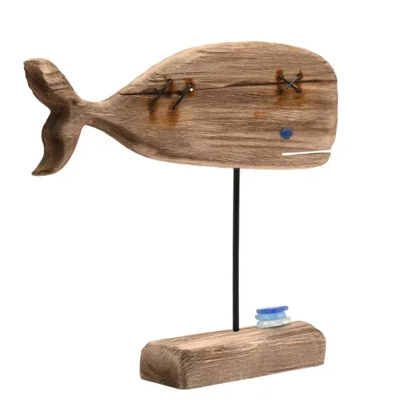 Love Life By The Sea Driftwood & Sea Glass Whale Ornament 3