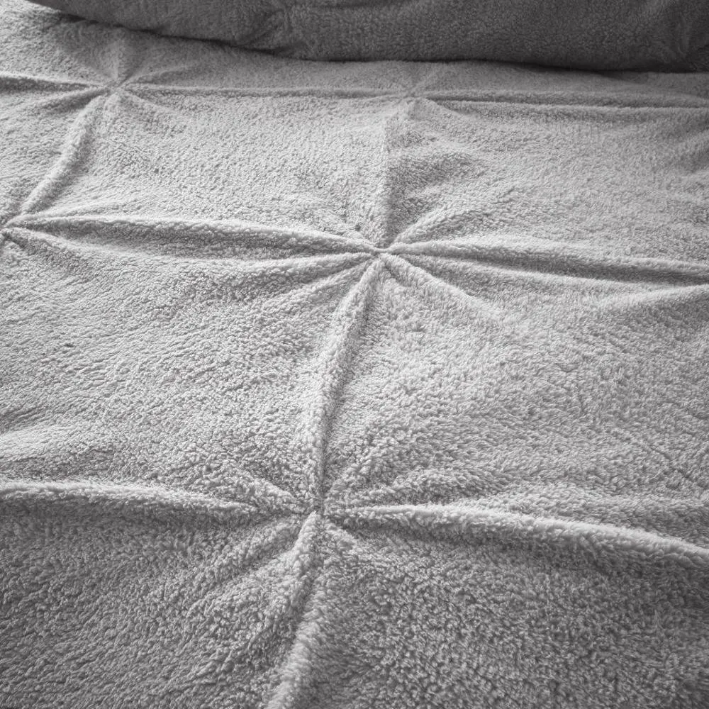 Smart Living Teddy Chiswick Pintuck Duvet Cover & Pillowcase Set in Grey 5