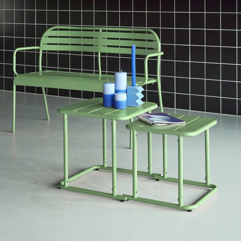 sweeek Square outdoor nesting table in steel in Green 4
