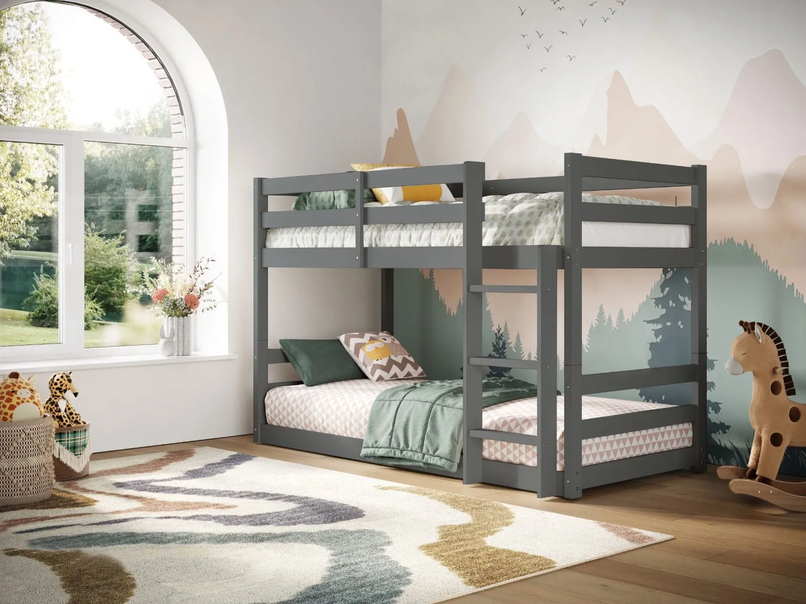 Flair Shasha Low Shorty Bunk Bed in Grey 1