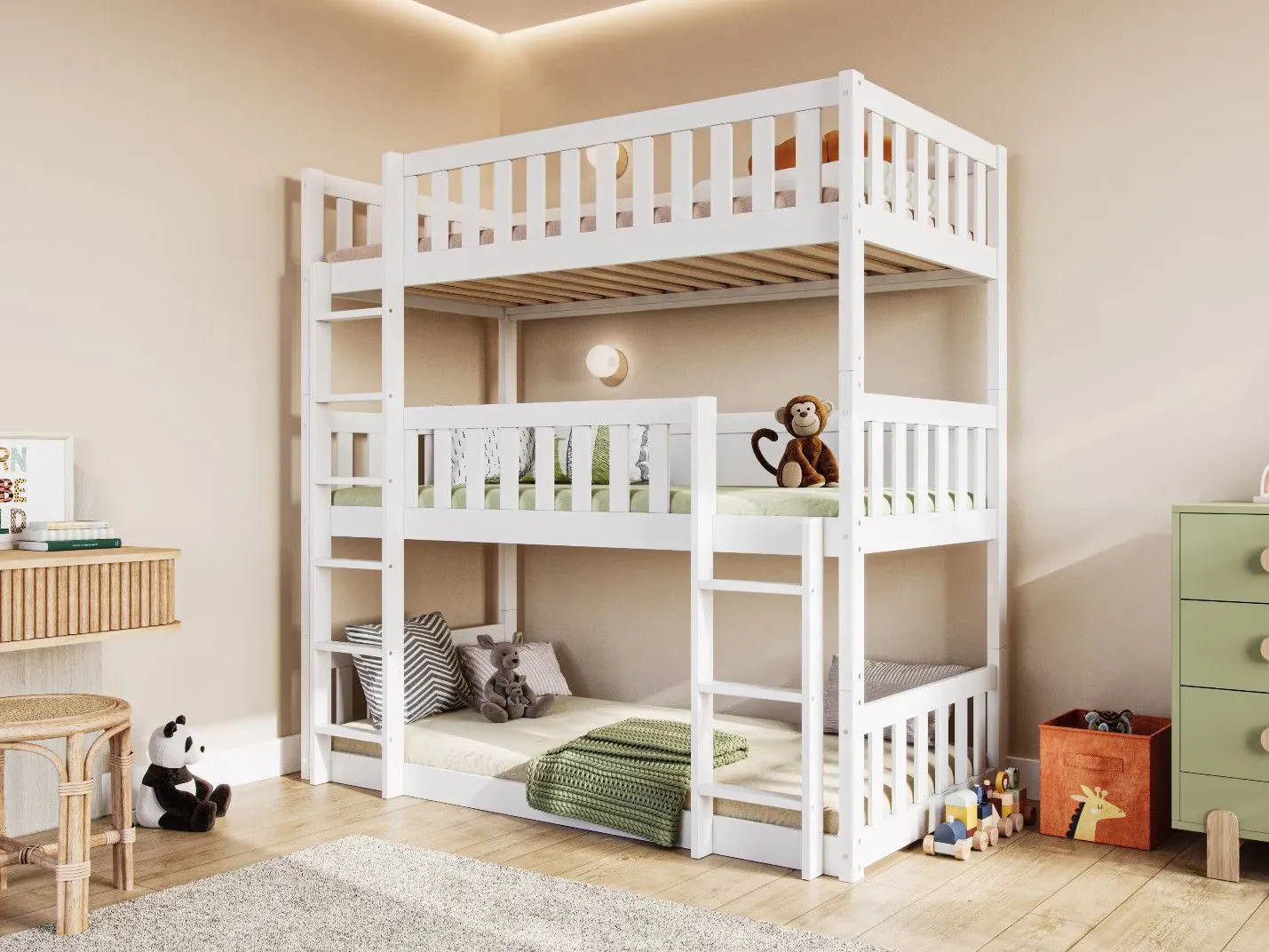 Flair Bea Triple High Bunk Bed in White 1