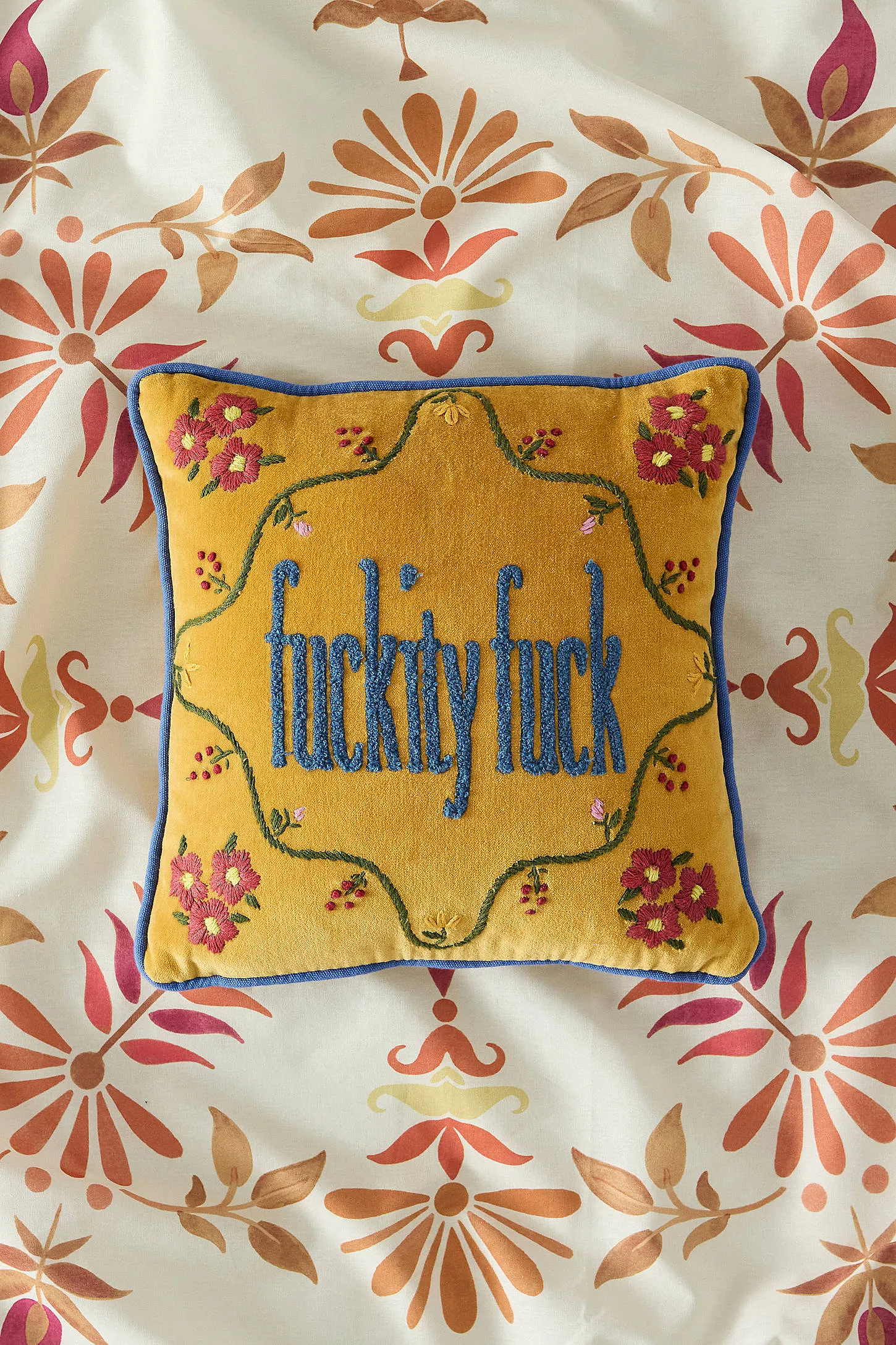 Mustard Fuckity Fuck Cushion - Dark Yellow