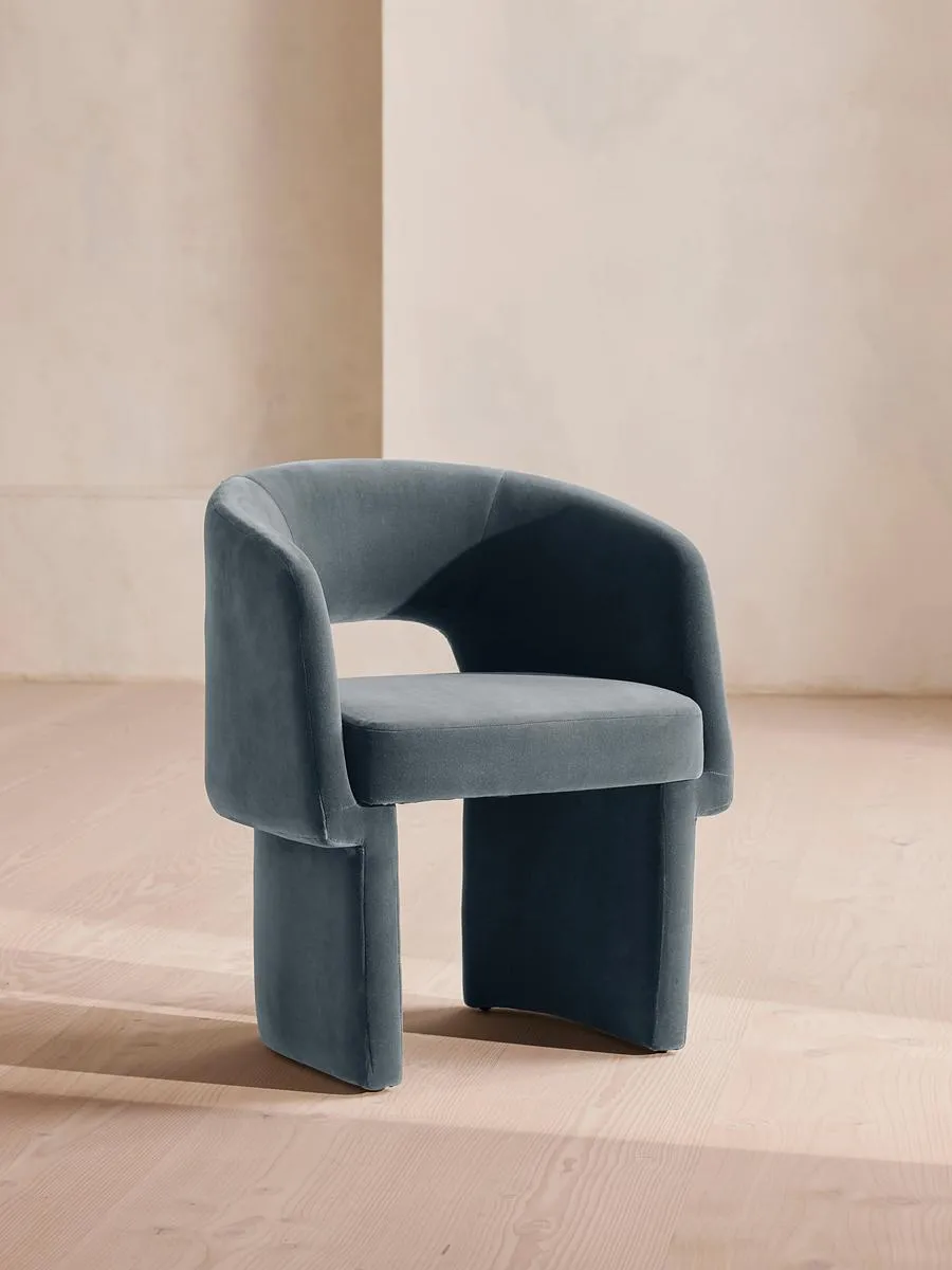 Morrell Dining Chair, Velvet, Grey Blue