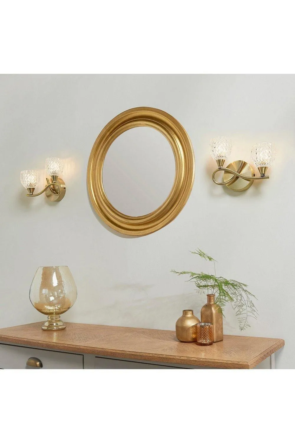 Netlighting Boyer 2 Light Indoor Wall Light Antique Brass with Glass G9 in Gold 5