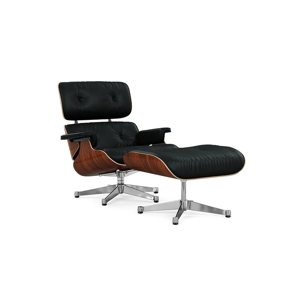 Vitra Eames Lounge Chair & Ottoman Santos Palisander Clas. L60 66 Nero Polished Base 04 1