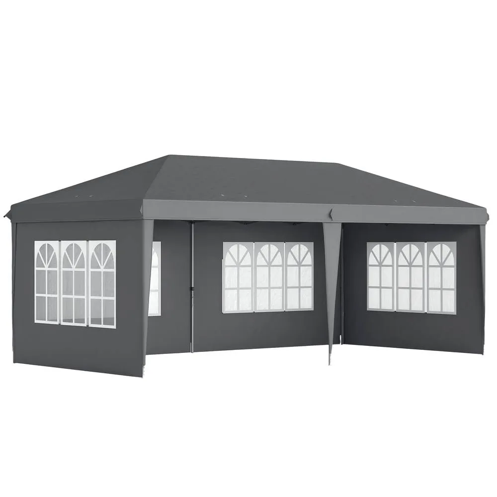 OUTSUNNY 3 x 6m Garden Pop Up Gazebo, Height Adjustable in Grey 2