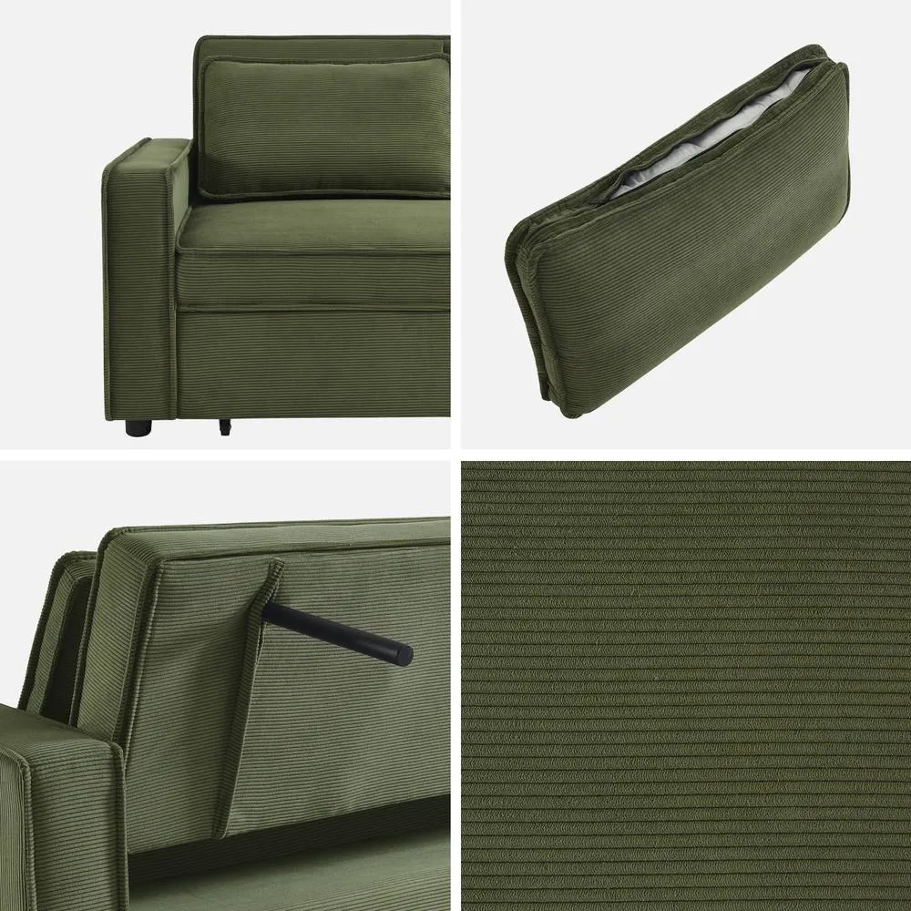 sweeek 2-seater Corduroy Sofa Bed in Khaki 4