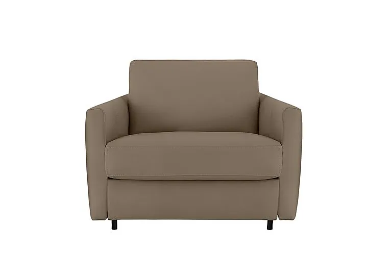 Alcova Leather Chair Sofa Bed with Slim Arms - Torello Taupe