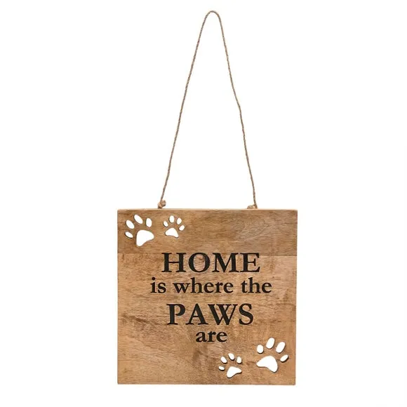Best of Breed Paw Prints 'Home Is Where The Paws Are' Mango Wood Plaque