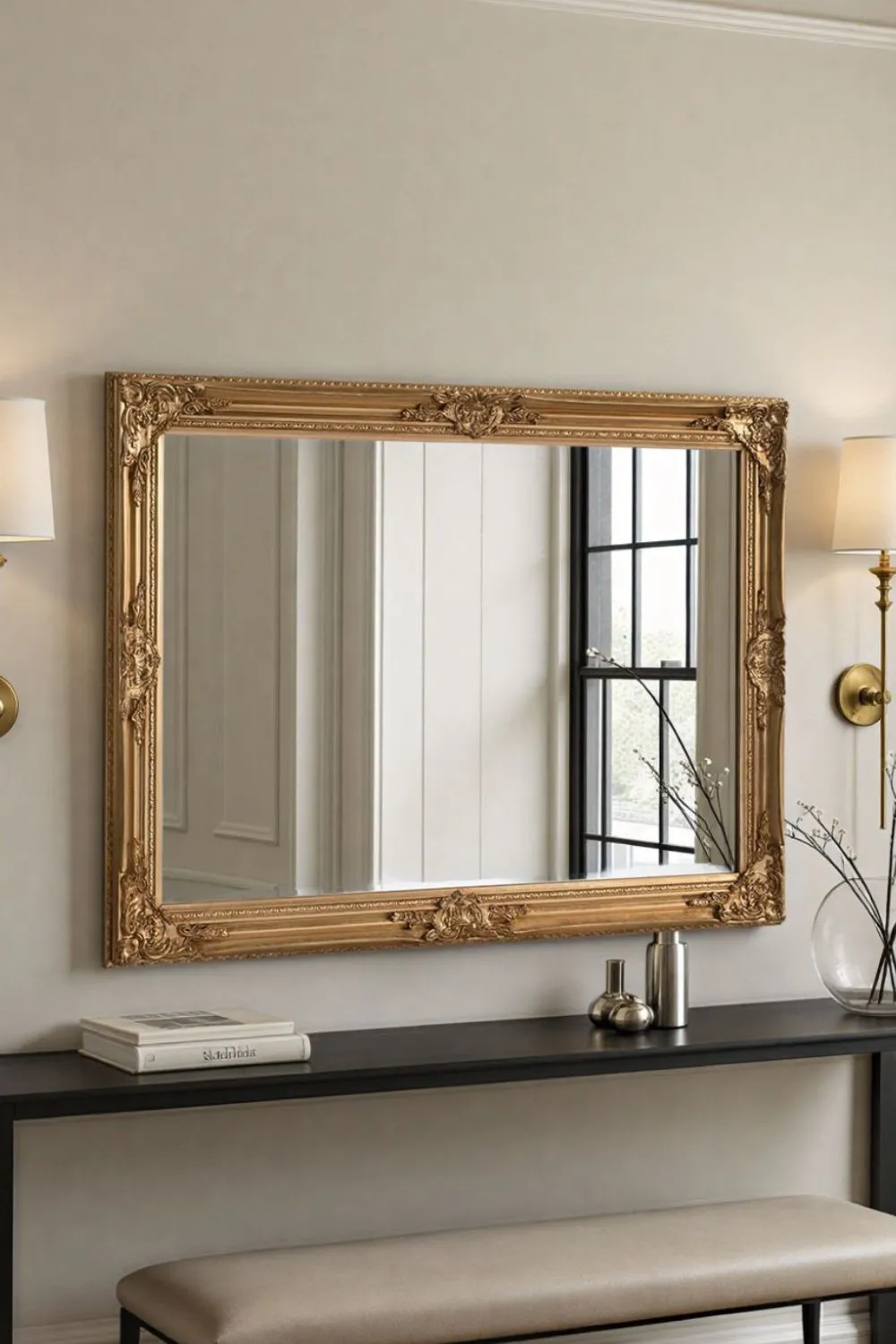 Yearn Mirrors Decorative Gold Mirror 104 x 74cm in Metallic Gold