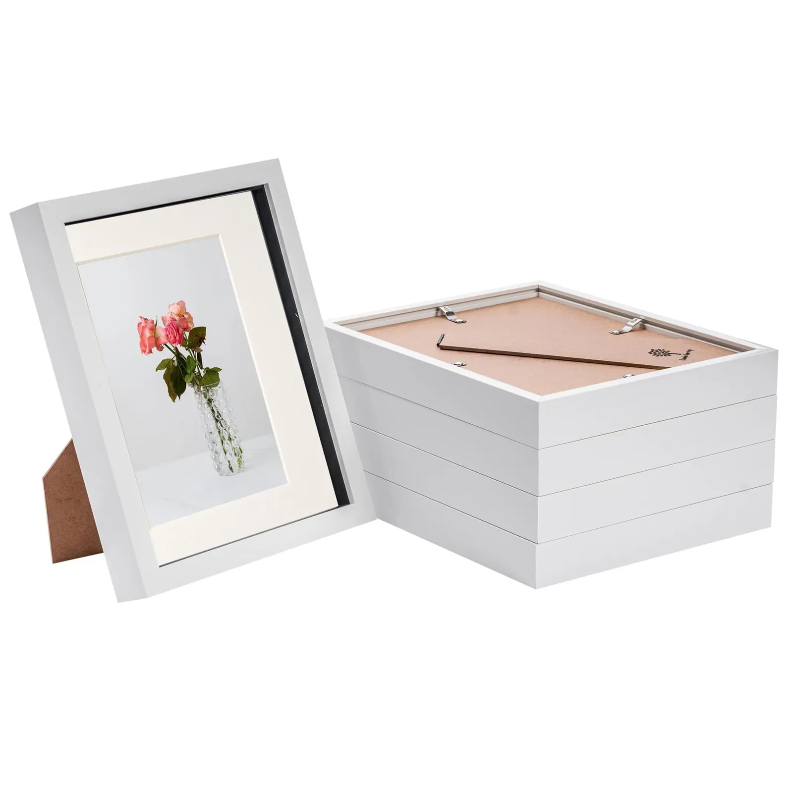 Nicola Spring 3D Box Photo Frames - 8 x 10" with 5 x 7" Mount - Black Mount - Pack of 5 in White