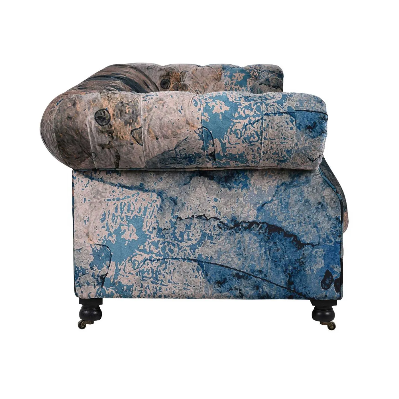 Timothy Oulton Serpentine Chesterfield Sofa 3 Seater, Blue Fabric | Barker & Stonehouse 3