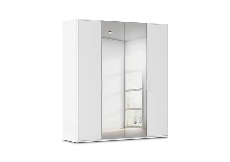 Cadre 201cm 4 Door Hinged Wardrobe with 2 Mirror Doors - Alpine White