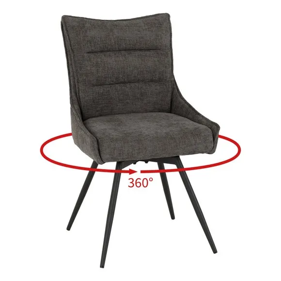 Lewis Set of 2 Swivel Dining Chairs, Fabric 3