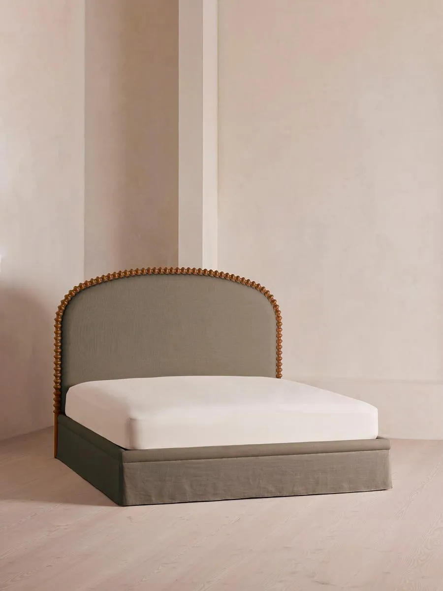 Mika Bed, Superking, Linen, Mushroom