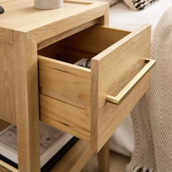 Holden 1 Drawer Bedside Table, Oak 3