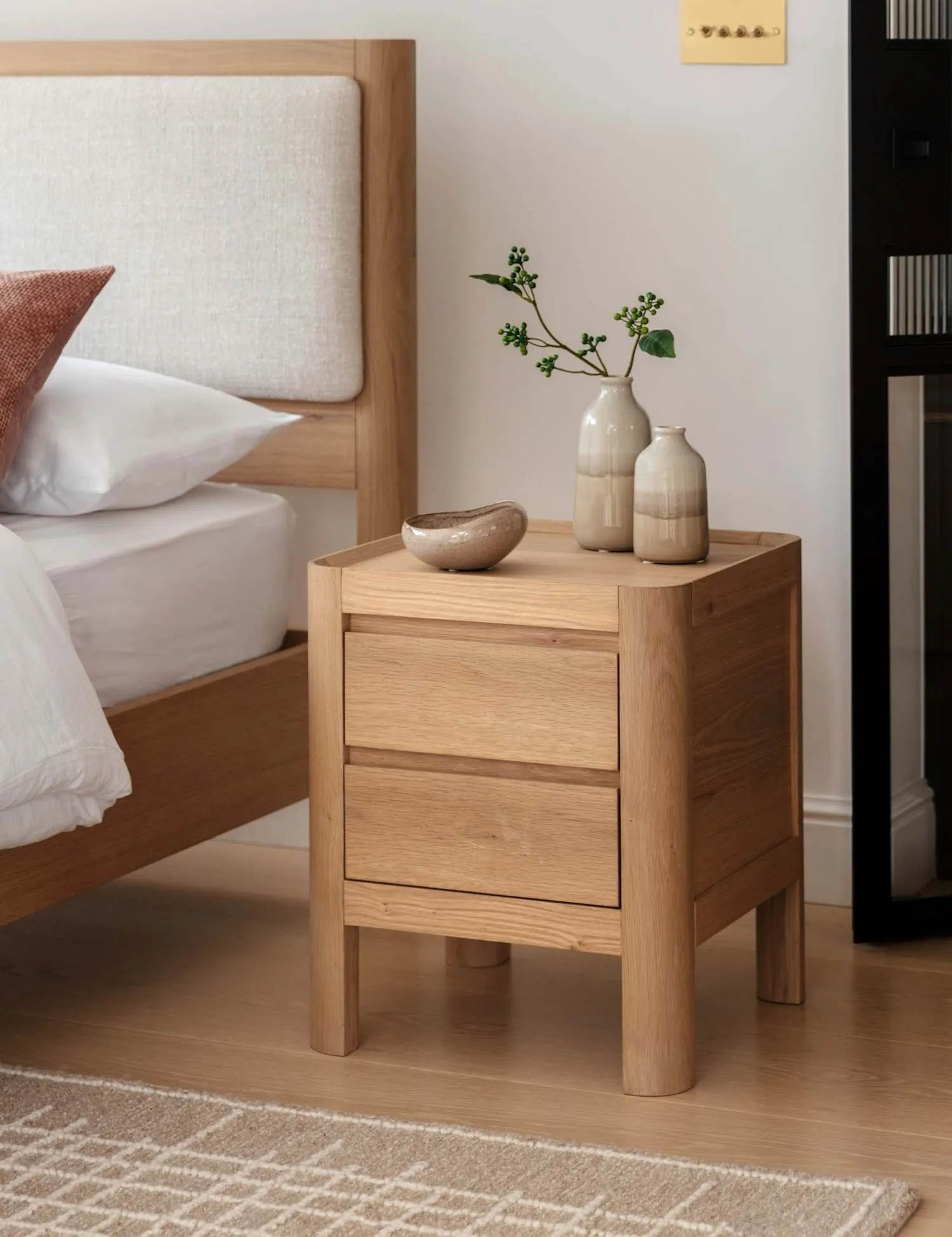 Gallery Direct Ember Two Drawer Bedside Table Natural