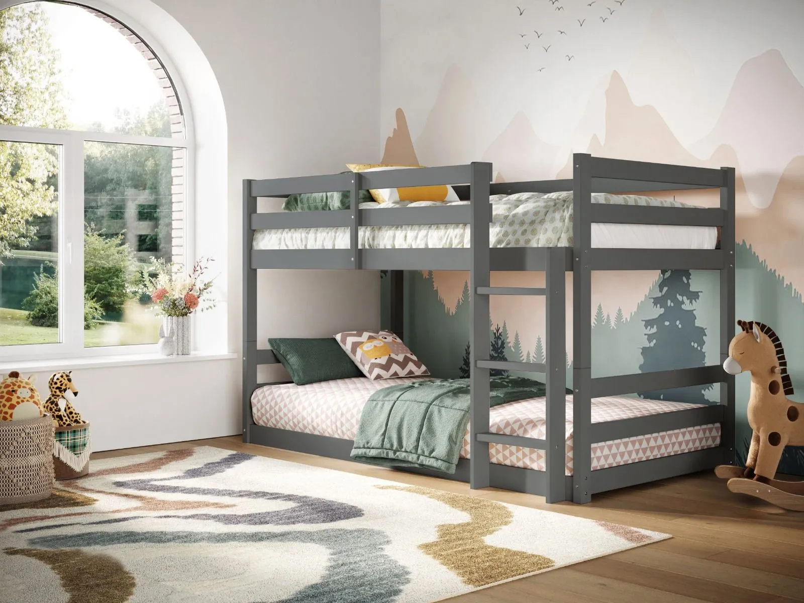 Flair Shasha Low Bunk Bed in Grey 1