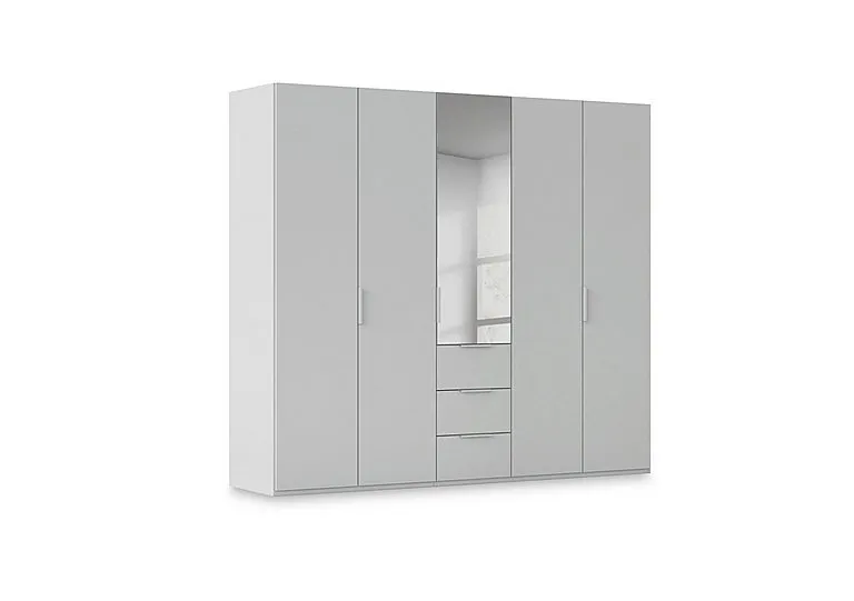 Haven 251cm 5 Door Combi Décor Wardrobe with 4 Décor Doors and 1 Mirror Door - Silk Grey/Silk Grey Front