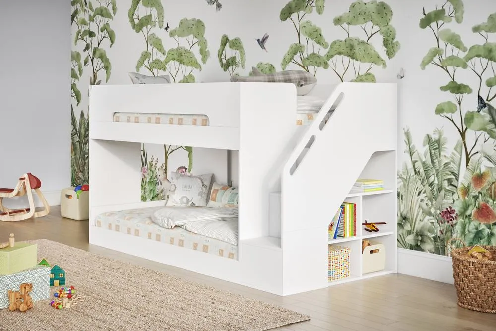 Flair Deimo Staircase Low Bunk Bed White