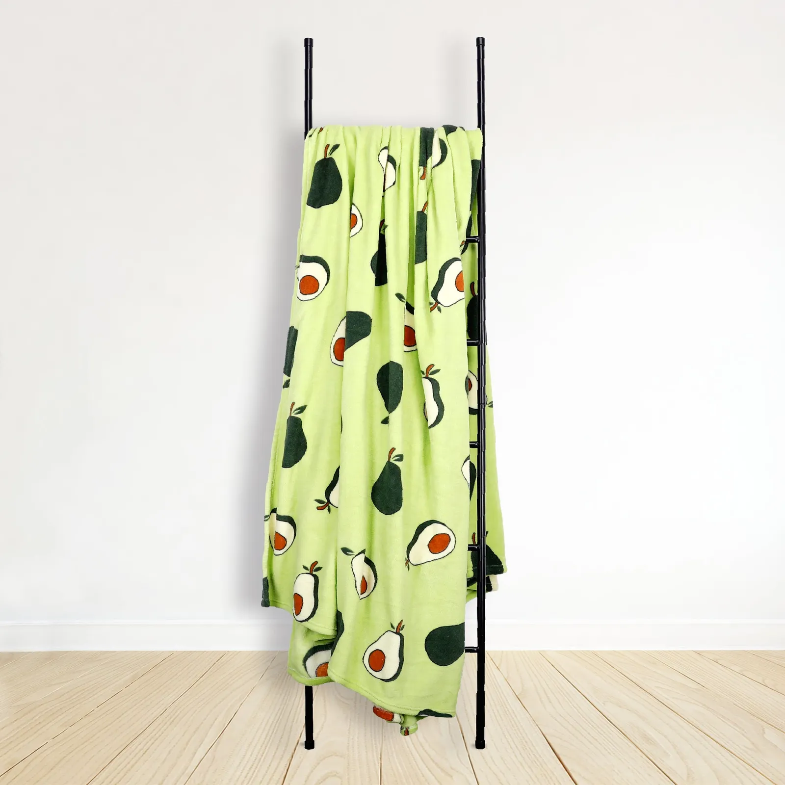Avocado Fleece 230cm x 255cm Green Throw Green, Red and White