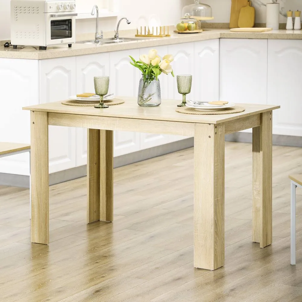 HOMCOM Dining Table for 4-6 People, Wood Effect Tabletop in Light Oak