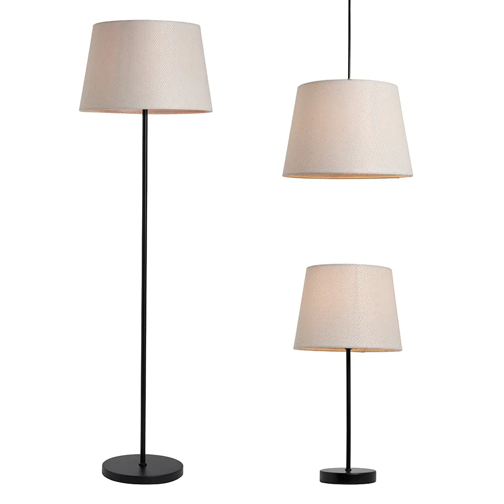 Brie Floor and Table Lamp Set with Easyfit Shade, Black