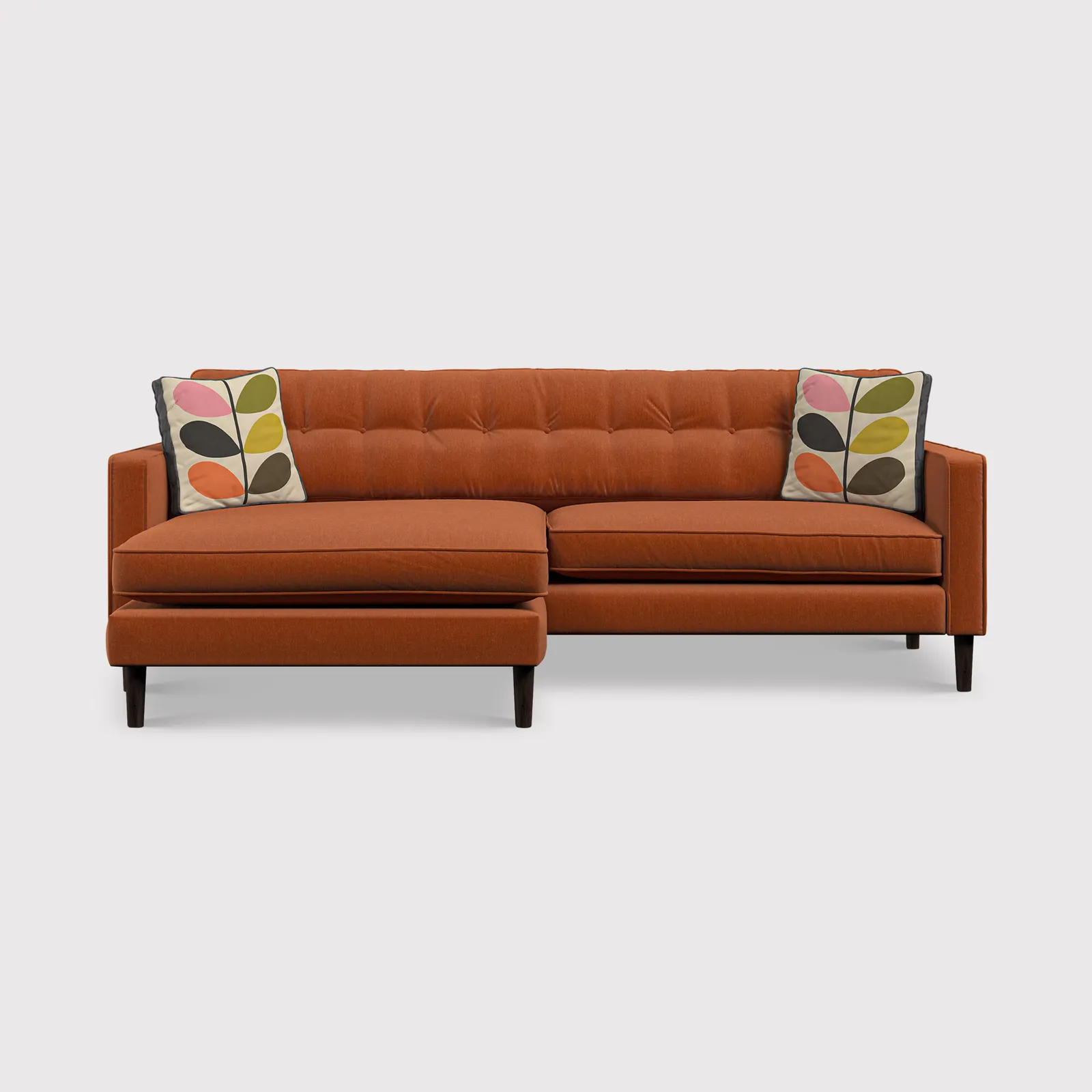 Orla Kiely Ebben Chaise Corner Sofa, Orange Fabric | Barker & Stonehouse 1