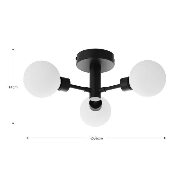 Sfera Mid Century 3 Light Ceiling Light 6