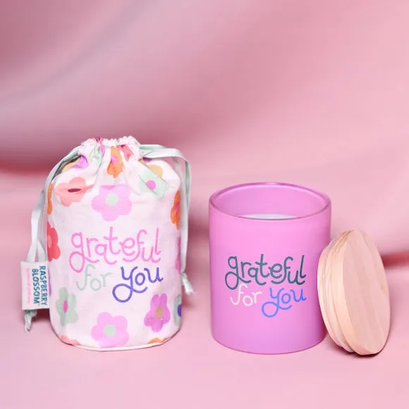 Raspberry Blossom Grateful For You Jar Candle