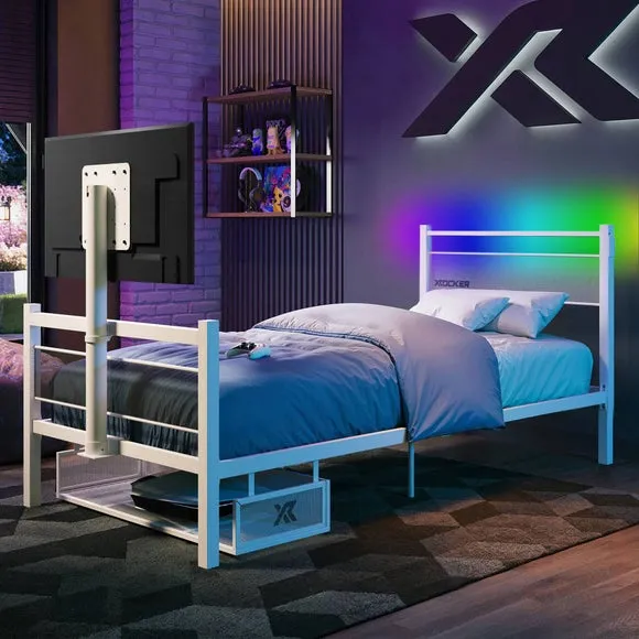X Rocker Basecamp RGB LED Bed with TV Mount 1