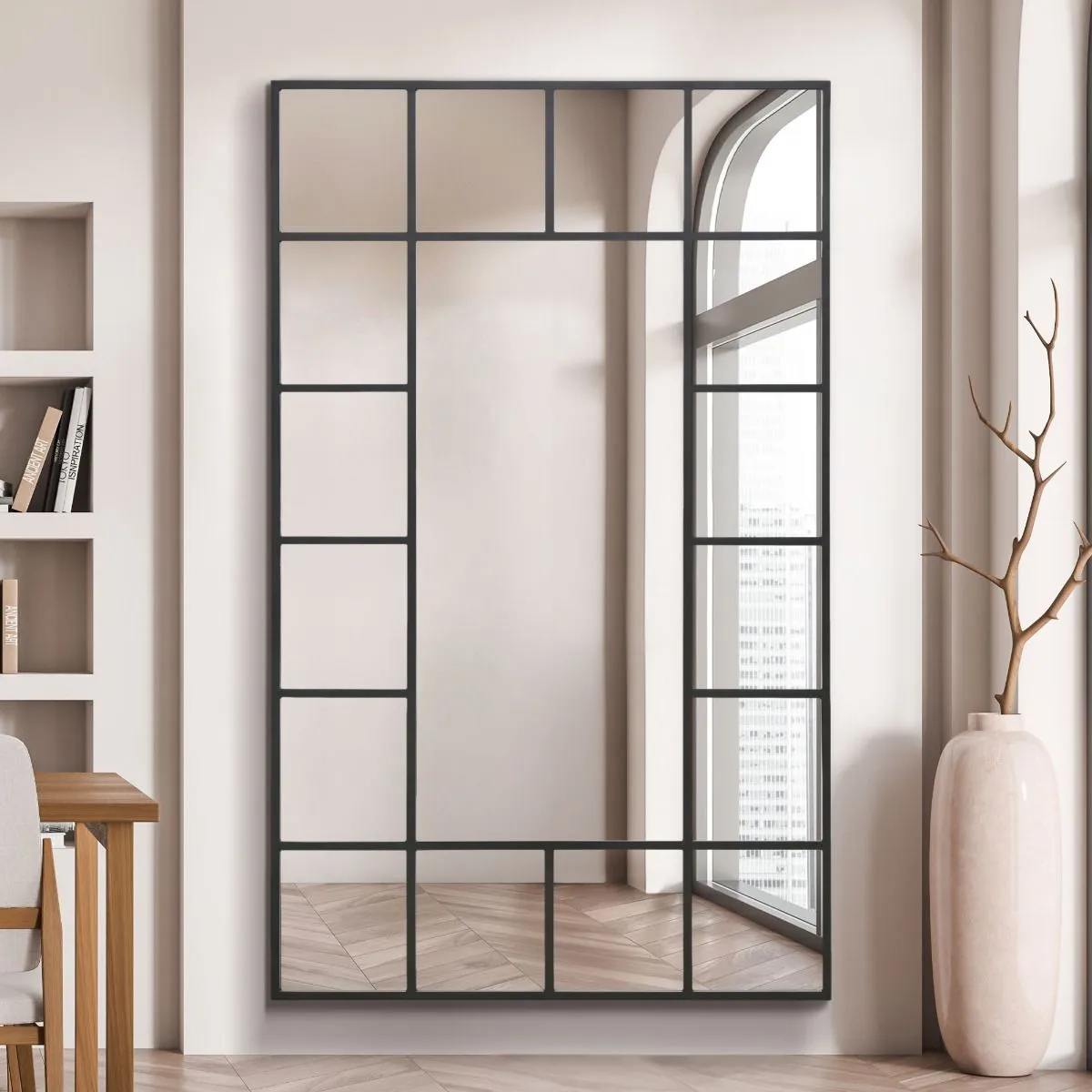 MirrorOutlet Black Modern Wall & Leaner Mirror 71" X 43" (180 x 110CM) 6