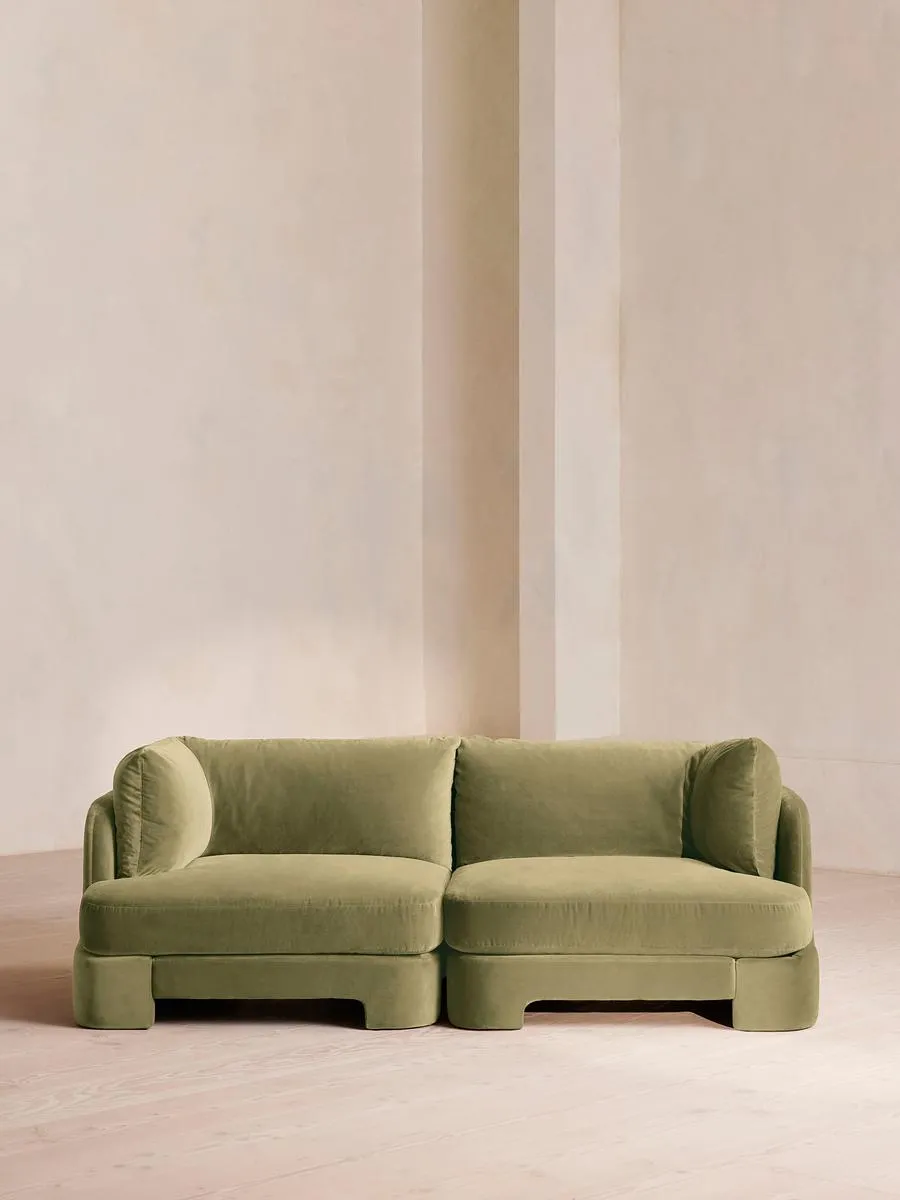 Odell Modular Sofa, Three Seater, Velvet, Lichen