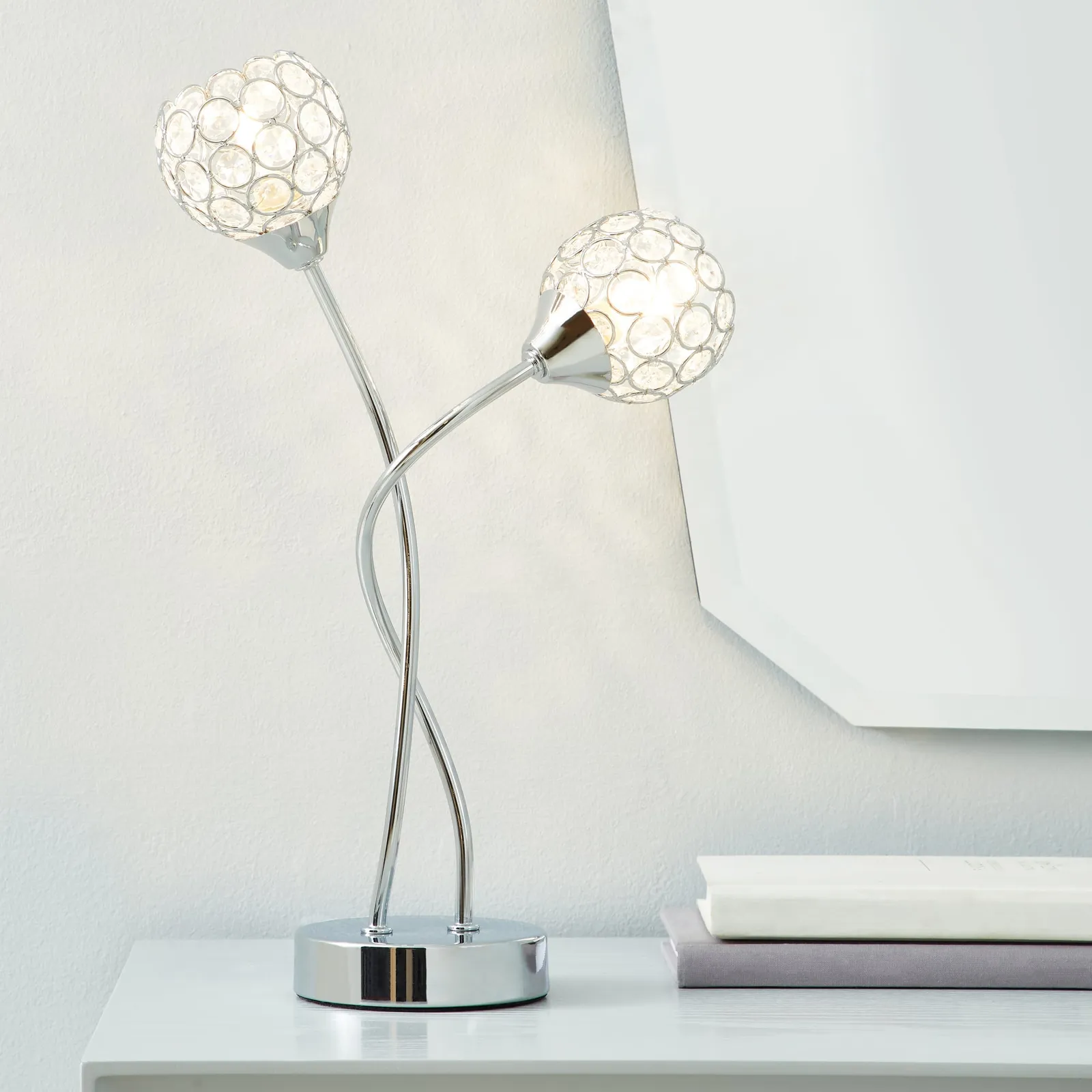 Portia Acrylic Beaded Table Lamp Chrome