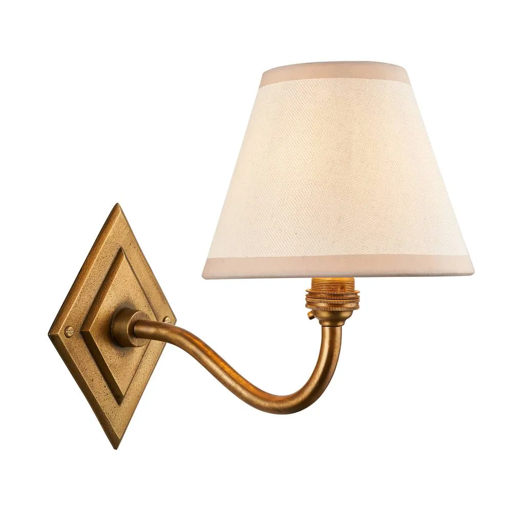 Netlighting Diamond Curve & Ivy 16cm Wall Lamp Antique Brass Vintage White in Gold