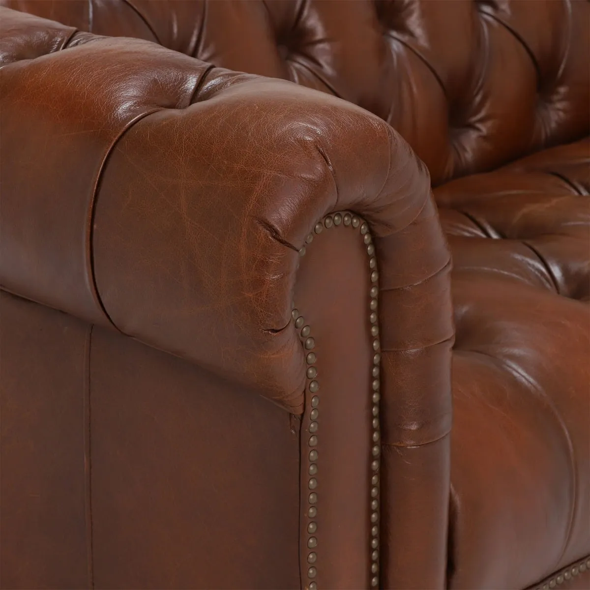 Ullswater 4 Seater Leather Chesterfield Sofa, Brown | Barker & Stonehouse 4