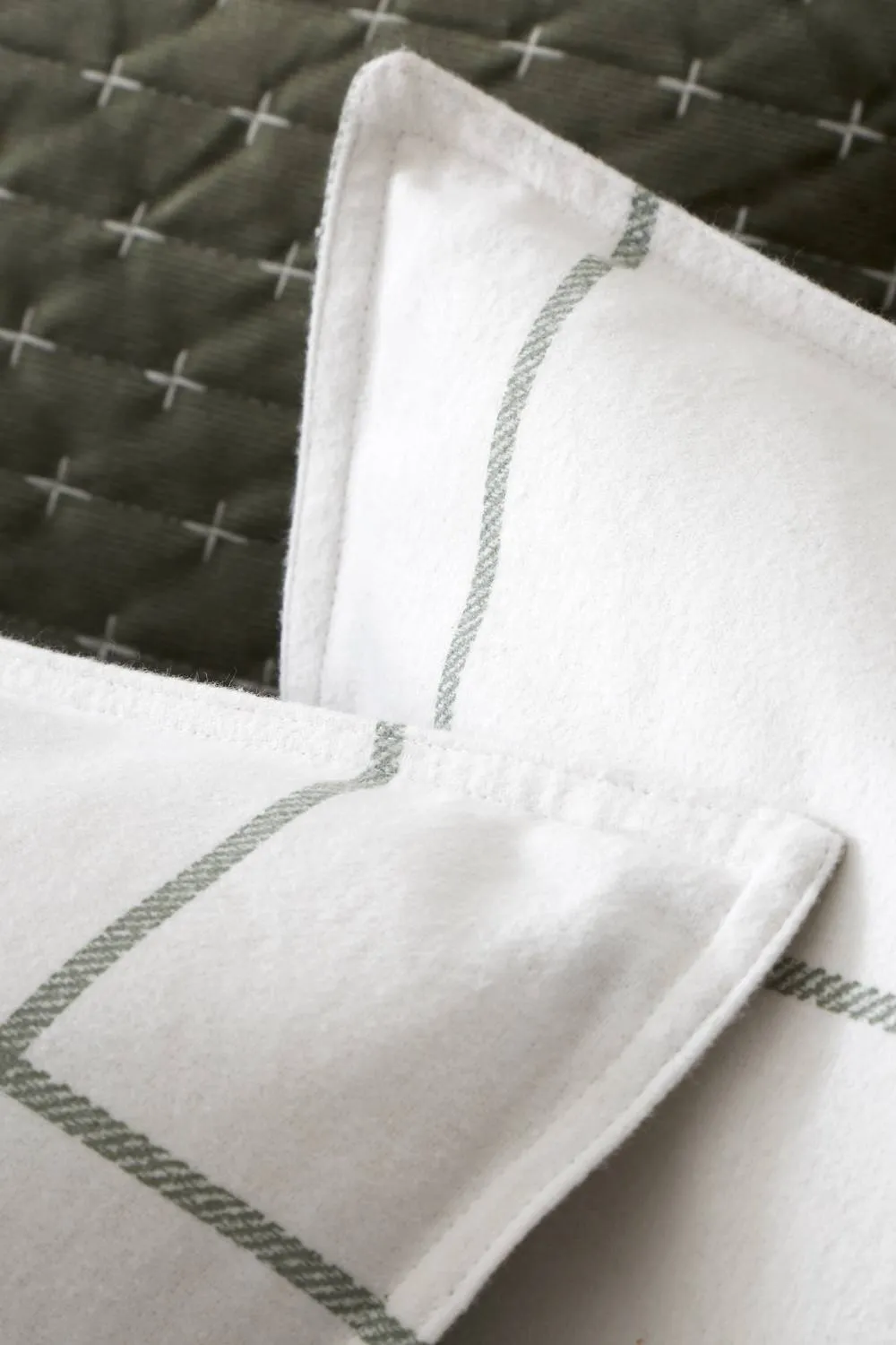 Bianca Brushed Regal Check Cotton Reversible Duvet Cover Set in Green 4