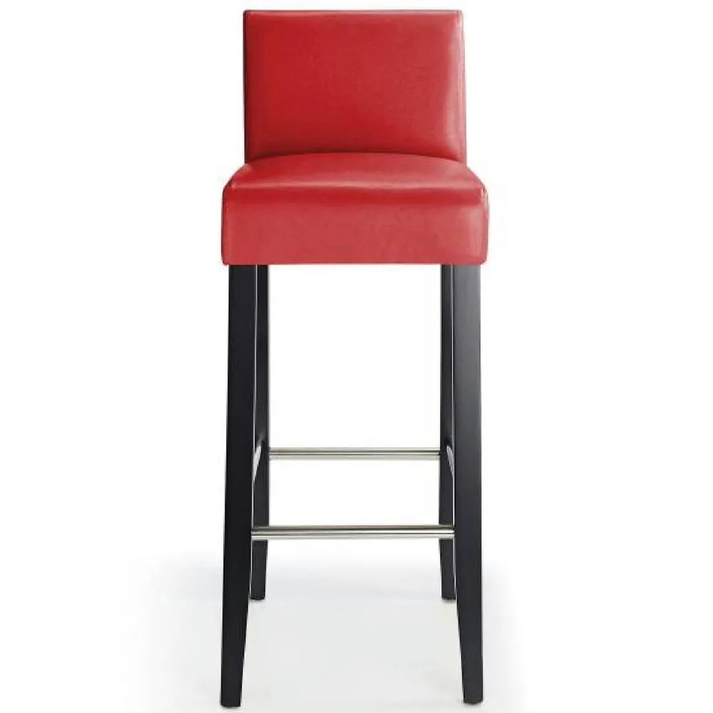 netfurniture Stenory Red Padded Kitchen Breakfast Bar Stool Wooden Frame & Legs 2