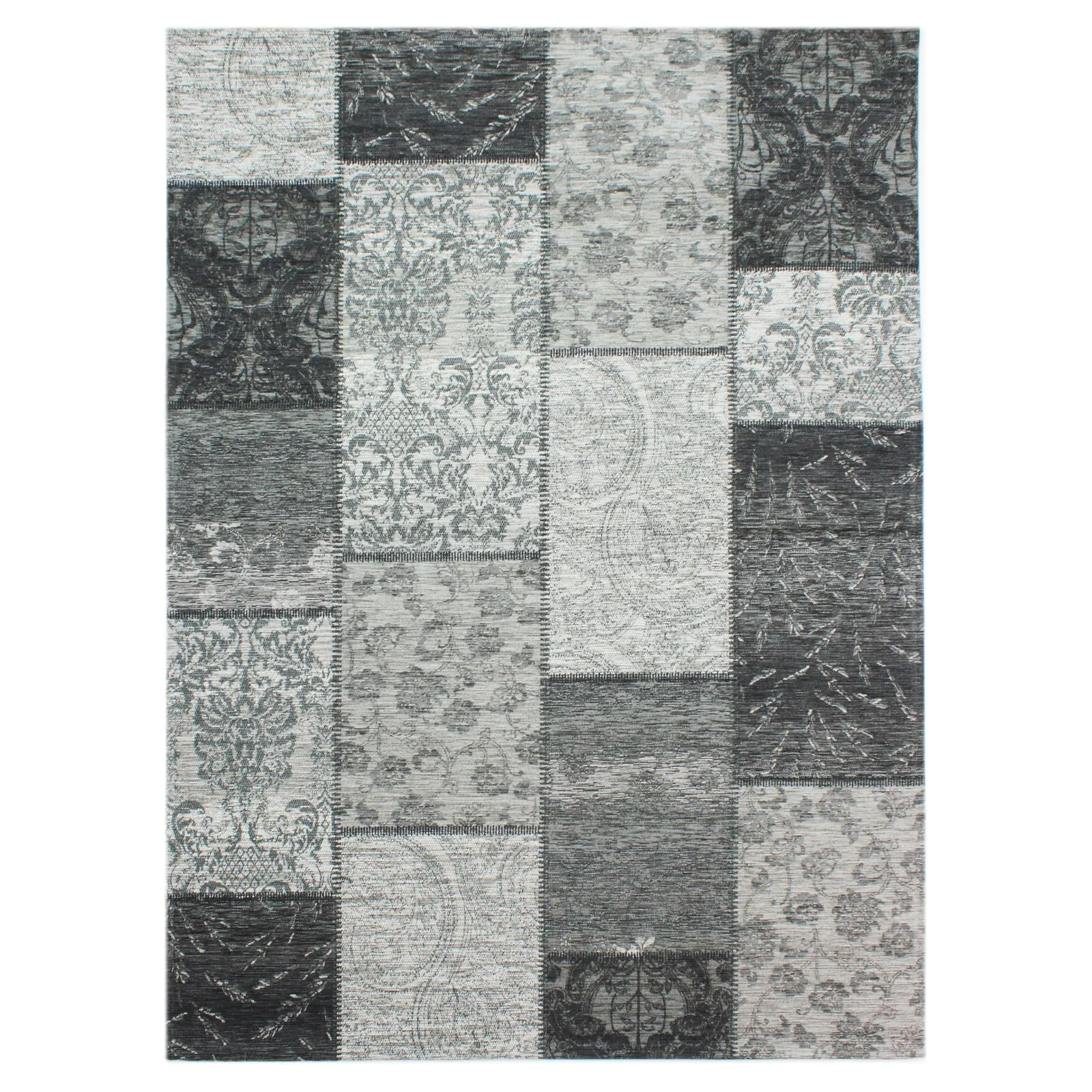 Romance Patchwork Rug Grey and White