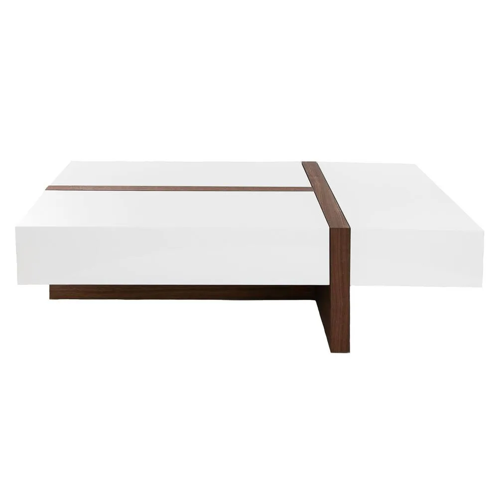 Angel Cerda White & Walnut Rectangular Coffee Table 120x70x35 cm in Brown 2