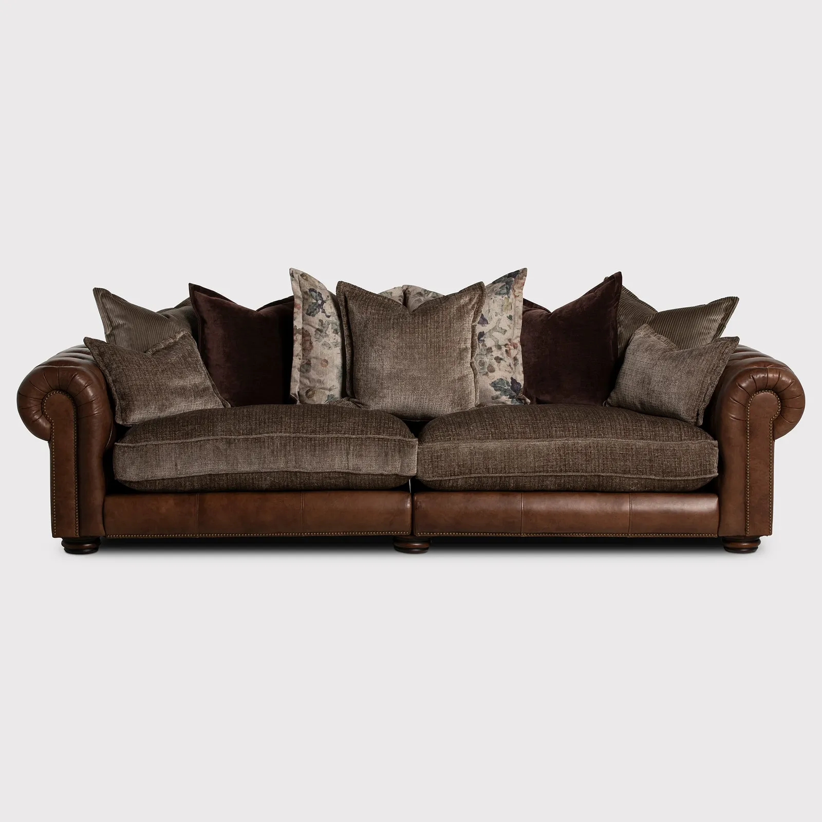 Taunton 4 Seater Sofa Split, Brown Fabric & Leather | Barker & Stonehouse