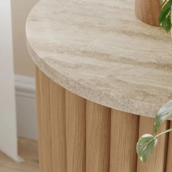 Lucin Travertine Effect Bedside Table 3