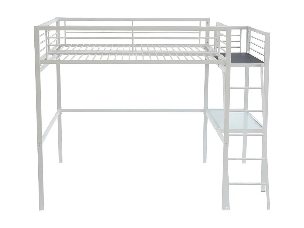 Vente-unique Loft Bed With Integrated Desk - 140 X 190 Cm - White - CASUAL II