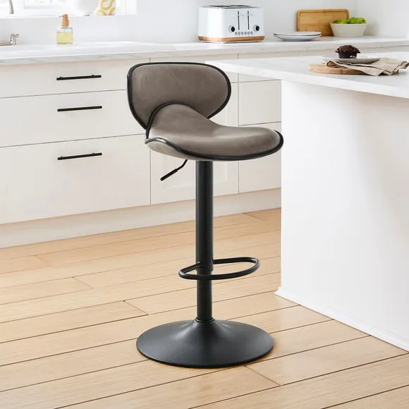 Donte Adjustable Height Swivel Bar Stool, Faux Leather 2