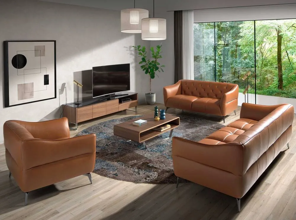 Angel Cerda Rectangular Walnut Veneer Coffee Table in Brown 4