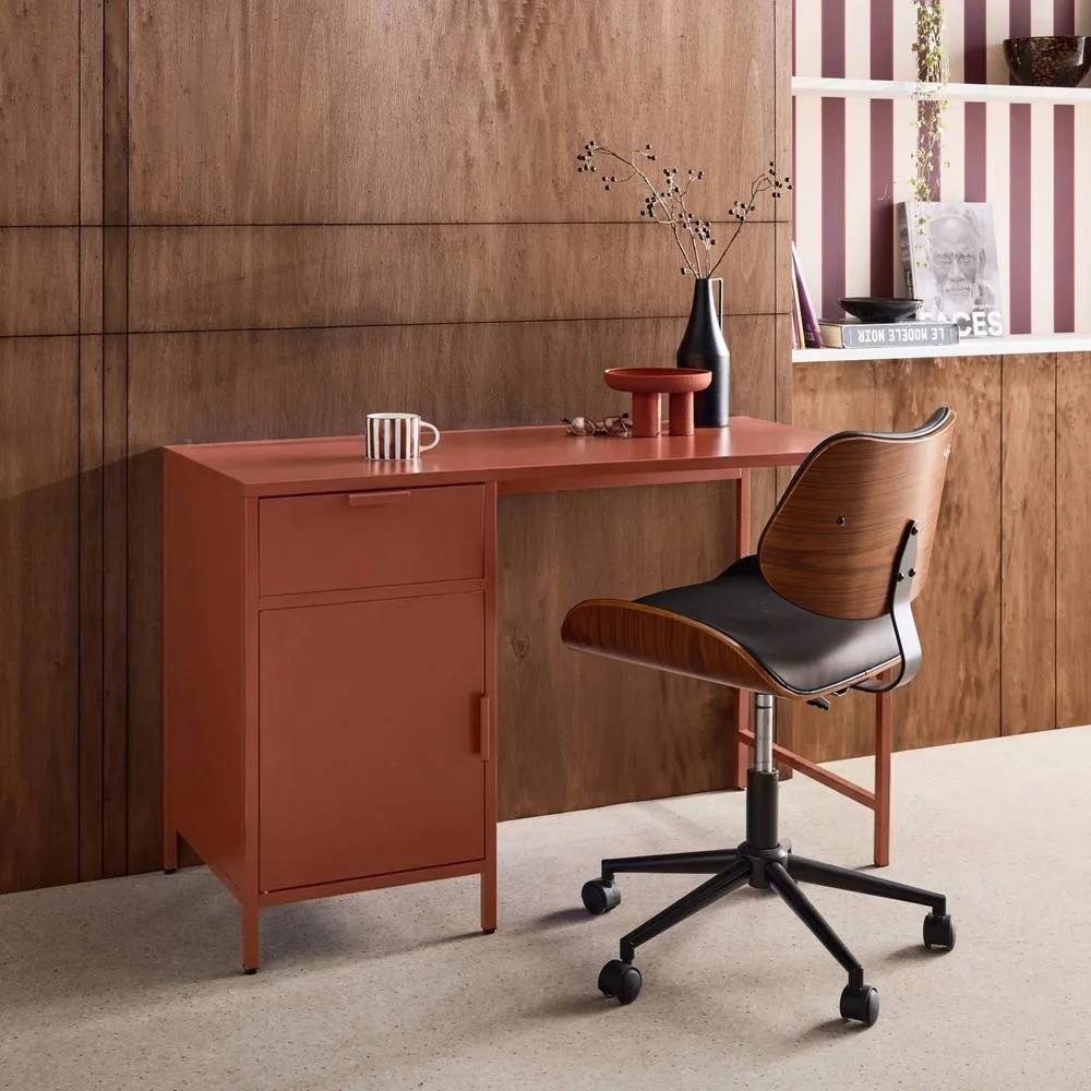 sweeek Laminated steel children's desk 1 drawer in Terracotta 4